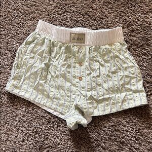 Green Striped Women's Pajama Shorts